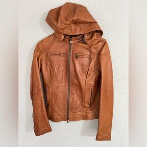 Vera Pelle Lavorazione Artigiana Italy Vintage Cognac Brown Leather Jacket Sz M